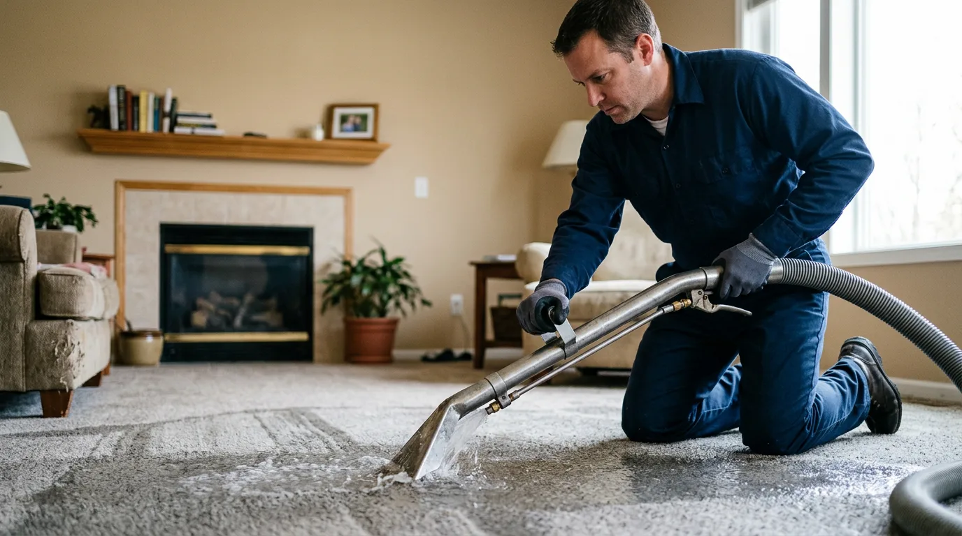 Water damage restoration technician working near Angola, NY
